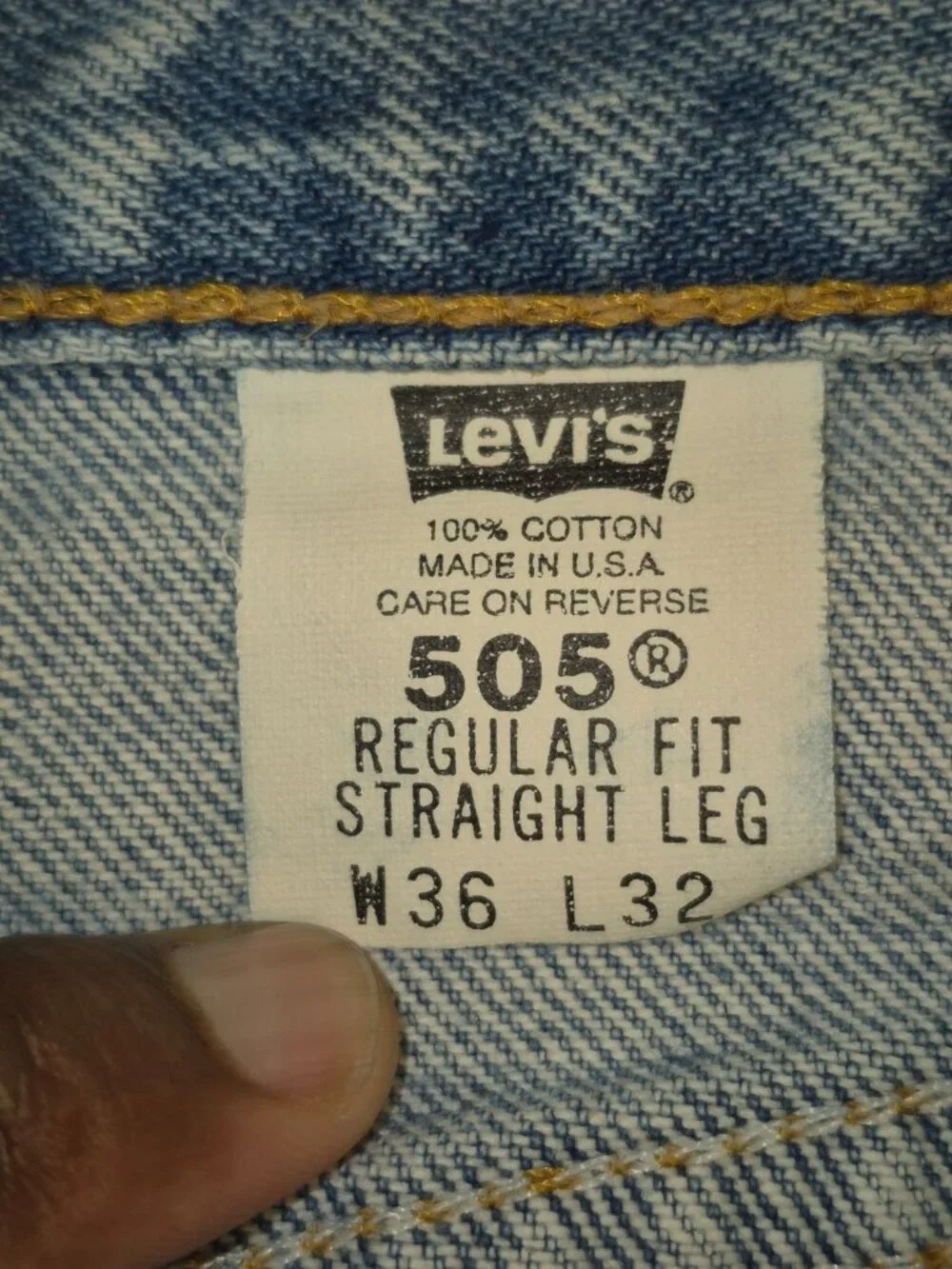 VTG Levi 505 Regular Fit Straight Leg 36X32 Made in USA